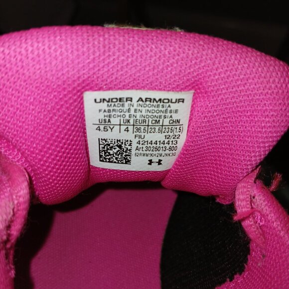 UNDER ARMOUR GGS SURGE 3 JUNIOR GIRLS RUNNING SHOE, SIZE 4.5, PINK - Picture 7 of 7